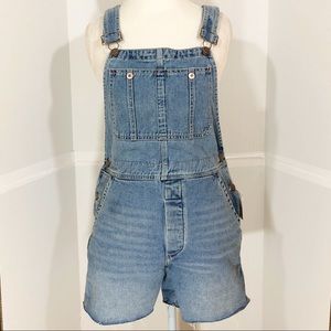 Free People Denim Shortalls Sz 27 Cutoffs Overalls